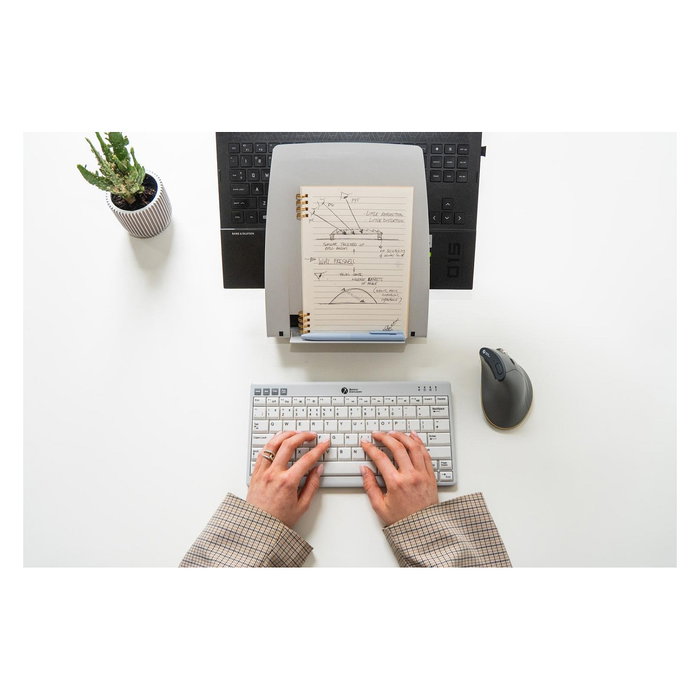 BakkerElkhuizen Ergo-Q 330 Circular BNEQ330C Soporte para Portátil Ajustable y Plegable para Pantallas de 33.8 cm a 43.2 cm, Negro y Gris, Material ABS y Acero, Capacidad 6 kg