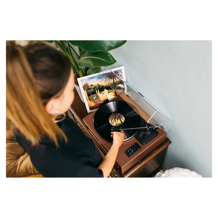 Lenco LS-430 Platón Giratorio con 4 Altavoces Bluetooth, Color Marrón