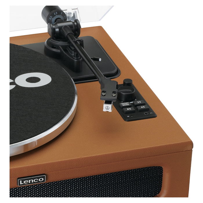 Lenco LS-430 Platón Giratorio con 4 Altavoces Bluetooth, Color Marrón