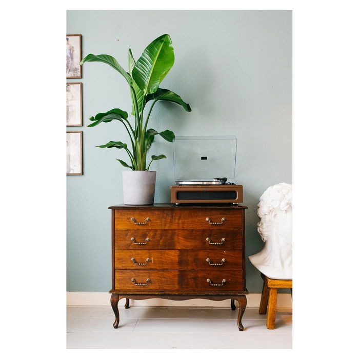 Lenco LS-430 Platón Giratorio con 4 Altavoces Bluetooth, Color Marrón