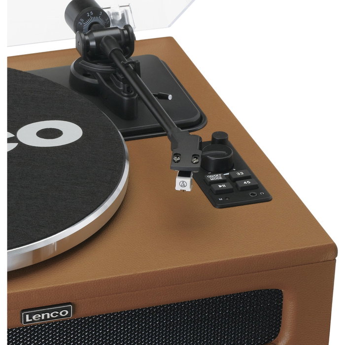 Lenco LS-430BN Tocadiscos de tracción por correa con 4 altavoces y Bluetooth Marrón
