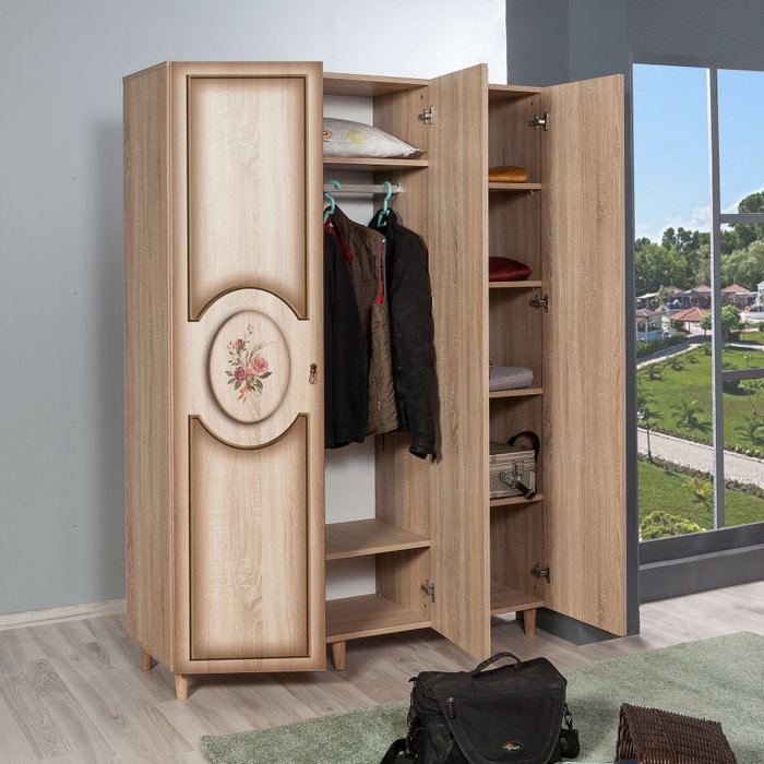 Hanah Home Mode-420 Armario Roble Sonoma con Revestimiento UV 135x192x52cm