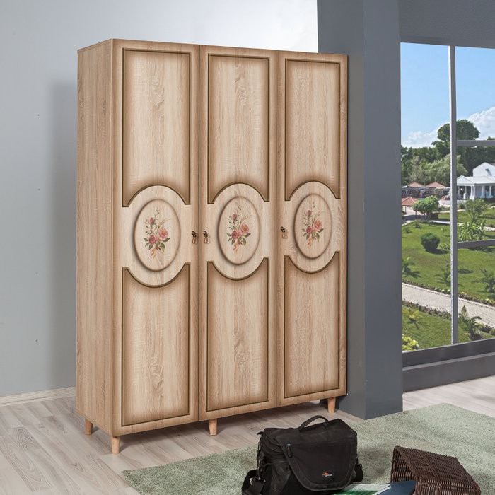Hanah Home Mode-420 Armario Roble Sonoma con Revestimiento UV 135x192x52cm