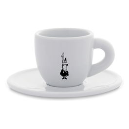 Bialetti Mokatasse Omino Y0TZ097 Taza Café Blanco Porcelana 0,08L con Platillo