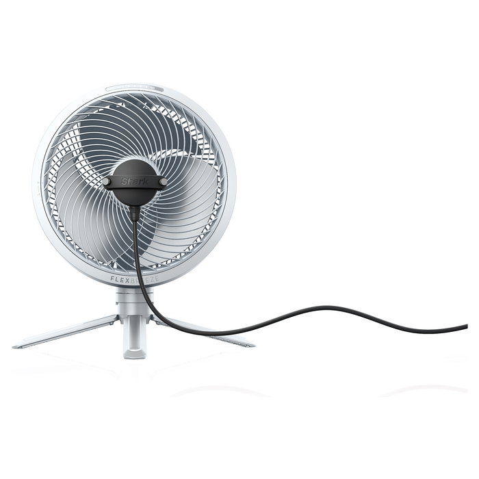 Shark FlexBreeze FA220EU - Ventilador de Piso y Mesa, Blanco, 5 Velocidades, 1600 m³/h, Oscilación 180°, Temporizador, Batería Recargable