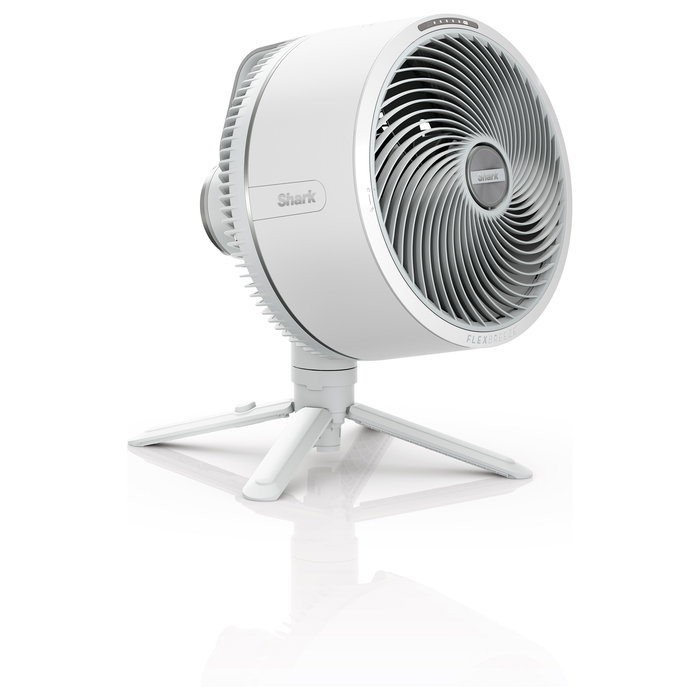 Shark FlexBreeze FA220EU - Ventilador de Piso y Mesa, Blanco, 5 Velocidades, 1600 m³/h, Oscilación 180°, Temporizador, Batería Recargable