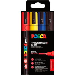 POSCA Marcador PC-5M-4C No Permanente 1.8 mm-2.5 mm Colores Surtidos Basic -Estuche 4U-
