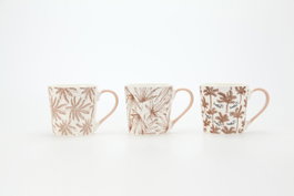 DKD Home Decor Taza de Porcelana Palmeras Surtido de 3