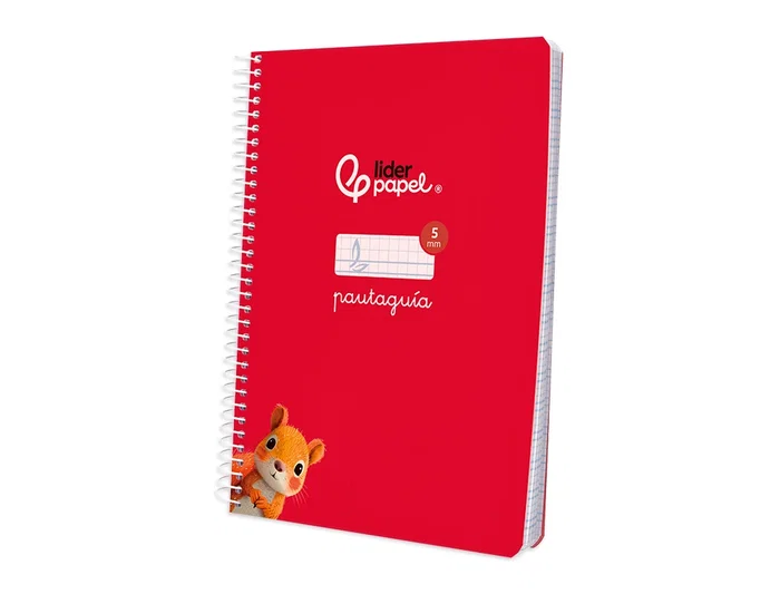 Liderpapel Cuaderno Espiral A5 Pautaguía Tapa Blanda 40 Hojas 75gr Cuadro Pautado 5mm Rojo