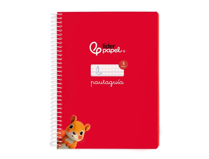Liderpapel Cuaderno Espiral A5 Pautaguía Tapa Blanda 40 Hojas 75gr Cuadro Pautado 5mm Rojo