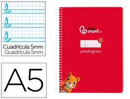 Liderpapel Cuaderno Espiral A5 Pautaguía Tapa Blanda 40 Hojas 75gr Cuadro Pautado 5mm Rojo