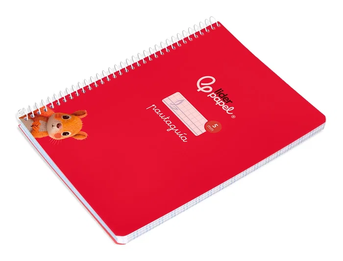 Liderpapel Cuaderno Espiral A5 Pautaguía Tapa Blanda 40 Hojas 75gr Cuadro Pautado 5mm Rojo