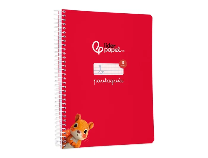Liderpapel Cuaderno Espiral A5 Pautaguía Tapa Blanda 40 Hojas 75gr Cuadro Pautado 5mm Rojo