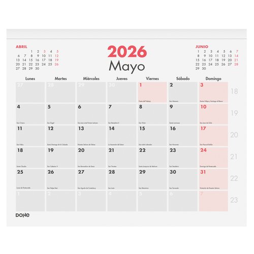 Dohe Calendario de Sobremesa Faldilla Números Pequeños 30x24,7 cm