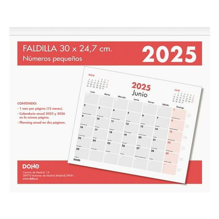 Dohe Calendario de Sobremesa Faldilla Números Pequeños 30x24,7 cm