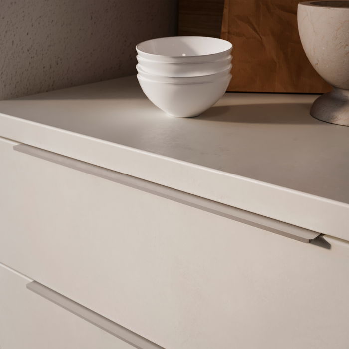 Emuca Lote de 10 tiradores para mueble Picanya, L198mm, intereje 128mm, Aluminio, Anodizado mate