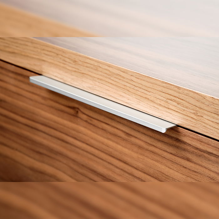 Emuca Lote de 10 tiradores para mueble Picanya, L198mm, intereje 128mm, Aluminio, Anodizado mate