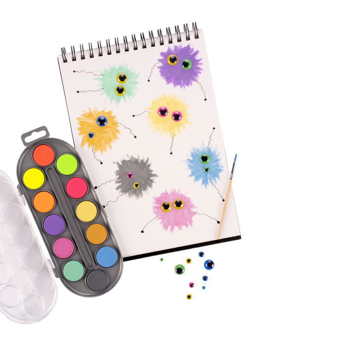 Acuarelas Bruynzeel Kids, estuche de 12 colores metálicos y neón con pincel