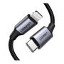 Ugreen Cable Lightning a USB-C Reforzado 1 m Negro/Plata