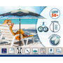 Sombrilla de playa Azul Ø 200 cm SPF50+ Pavo real