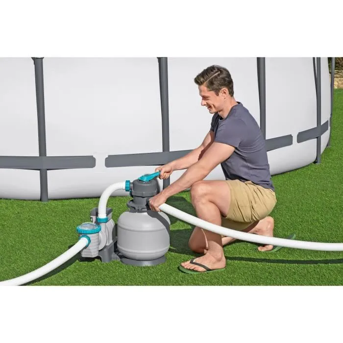 Bestway BES6941607361375 Bomba de Filtración de Arena para Piscinas de hasta 54 m³, 8.327 L/h con Prefiltro