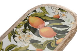 DKD Home Decor Bandeja Mango 30x10x2,5 Lacado Multicolor National Oranges
