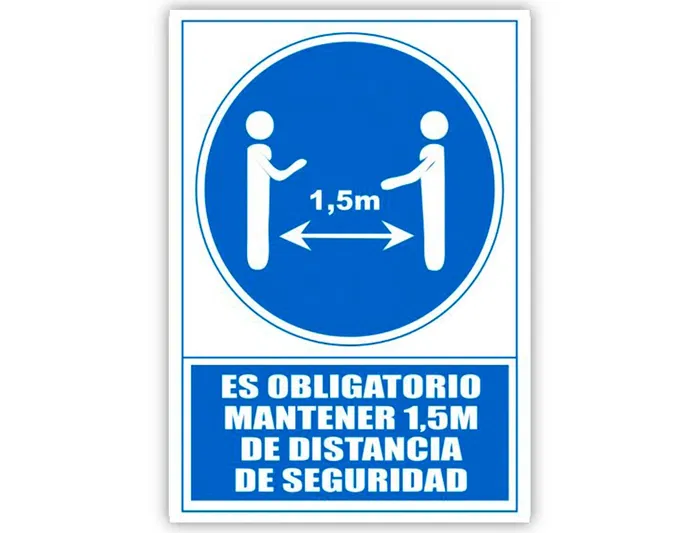 Archivo 2000 Señal Obligatorio Mantener 1,5 m Distancia Seguridad PVC Azul 210x297 mm