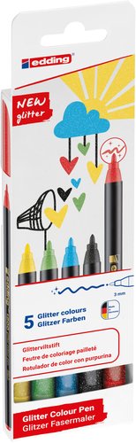 Edding Rotulador 1200 Glitter Colores Surtidos Pack de 5 Edding Rotulador 1200 Glitter Colores Surtidos Pack de 5