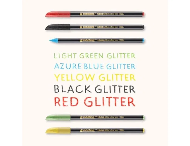 Edding Rotulador 1200 Glitter Colores Surtidos Pack de 5 Edding Rotulador 1200 Glitter Colores Surtidos Pack de 5
