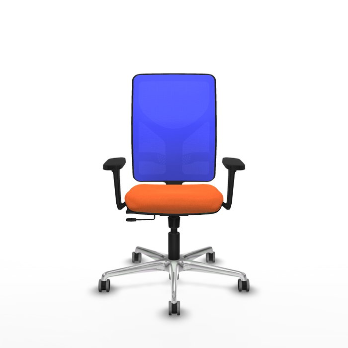 PIQUERAS Y CRESPO Silla de oficina Motilla con mecanismo Sincro/Traslack, Tela Naranja y Malla Azul