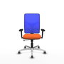 PIQUERAS Y CRESPO Silla de oficina Motilla con mecanismo Sincro/Traslack, Tela Naranja y Malla Azul