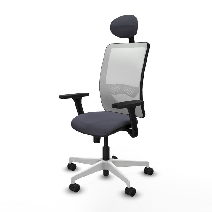 PIQUERAS Y CRESPO Silla de oficina Zulema con mecanismo Sincro, Gris oscuro y Blanco