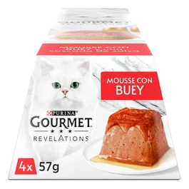 Purina Gourmet Revelations Mousse de Ternera, Comida Húmeda para Gatos, Caja 6x4x57g