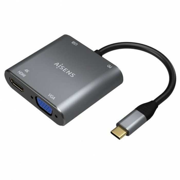 Aisens Conversor USB-C a VGA/HDMI 4K/USB 3.0/USB-C PD Gris 15cm Aisens Conversor USB-C a VGA/HDMI 4K/USB 3.0/USB-C PD Gris 15cm