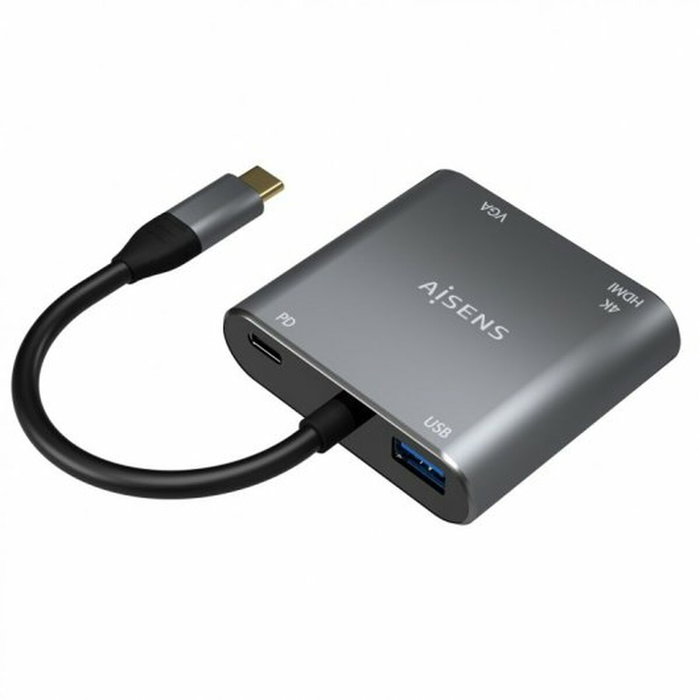 Aisens Conversor USB-C a VGA/HDMI 4K/USB 3.0/USB-C PD Gris 15cm Aisens Conversor USB-C a VGA/HDMI 4K/USB 3.0/USB-C PD Gris 15cm