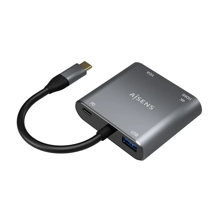 Aisens Conversor USB-C a VGA/HDMI 4K/USB 3.0/USB-C PD A109-0626 Gris