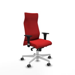 PIQUERAS Y CRESPO Sillón Albacete Rojo con Mecanismo Sincro y Base Blanca