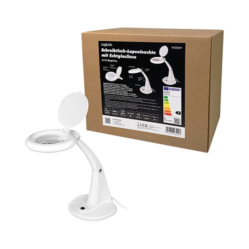 LogiLink Lámpara de aumento con soporte de escritorio, 3 dioptrías, 40 LED (6.5W)