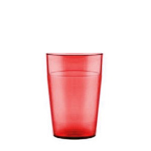 Amc Vaso Politray Rojo de Policarbonato con Borde Grueso, 25 cl (250 ml), Alto 10.2 cm (Set de 50)
