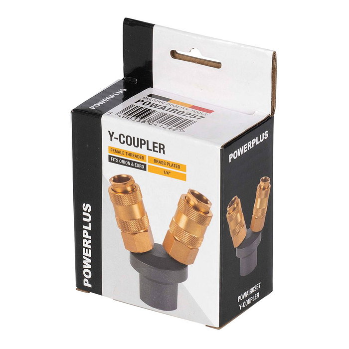 Powerplus Conector aire comprimido de latón tipo Y rosca hembra ¼ pulg Powerplus Conector aire comprimido de latón tipo Y rosca hembra ¼ pulg