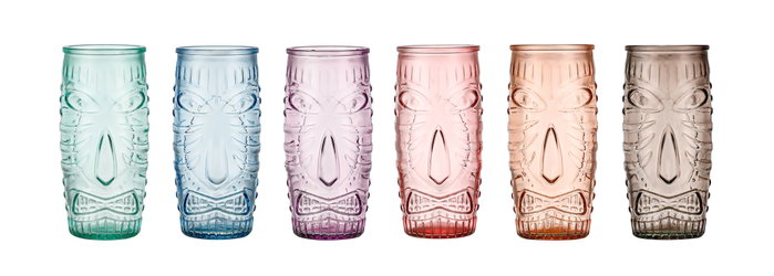 La Mediterranea Vaso Alto Tiki 600 ml con Dimensiones 7.8 cm Ancho x 17 cm Alto x 7.7 cm Largo (24 Unidades)