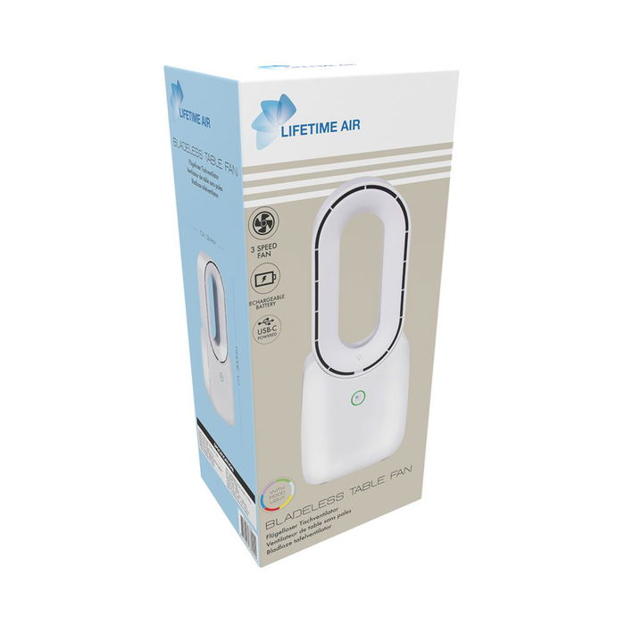 Lifetime Air Ventilador de Sobremesa Recargable USB 3 Velocidades 12,4x9x30 cm