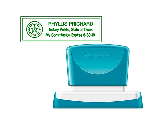 X'stamper Sello Personalizable Quix q-18 Color Verde Medidas 22x69 mm