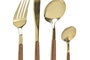 DKD Home Decor Set de Cubertería Chic Dorado y Natural de 16 Piezas