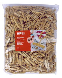 APLI Pinzas de Madera Natural 48x6 mm Bolsa de 400