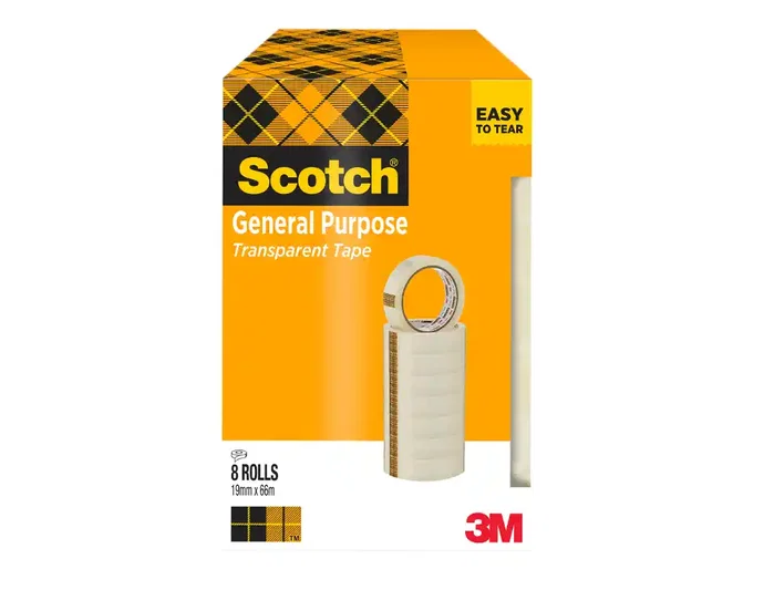 Scotch Cinta Transparente 19 mm x 66 m Pack de 8 unidades