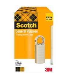 Scotch Cinta Transparente Pack 8 Rollos 19 mm x 66 m, Referencia 508, Adhesivo de Embalaje