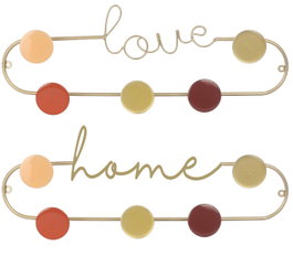 DKD Home Decor Perchero de Pared Metal LOVE 43x13x6 Multicolor y Dorado