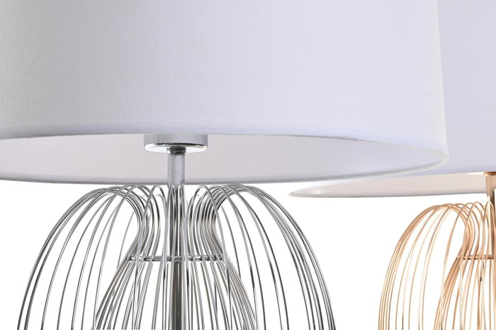 DKD Home Decor Lámpara Sobremesa Moderno Dorado Plateado Blanco Metal Poliéster 35 x 63 x 35 cm (2 Unidades)