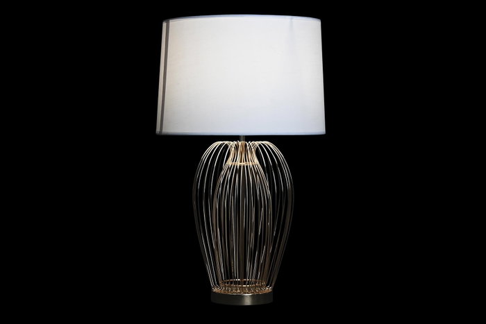 DKD Home Decor Lámpara Sobremesa Moderno Dorado Plateado Blanco Metal Poliéster 35 x 63 x 35 cm (2 Unidades)